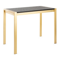 Lumisource CT-FUJI AU+NCBK Fuji Contemporary Counter Table in Gold Metal and Black Wood Grain Top